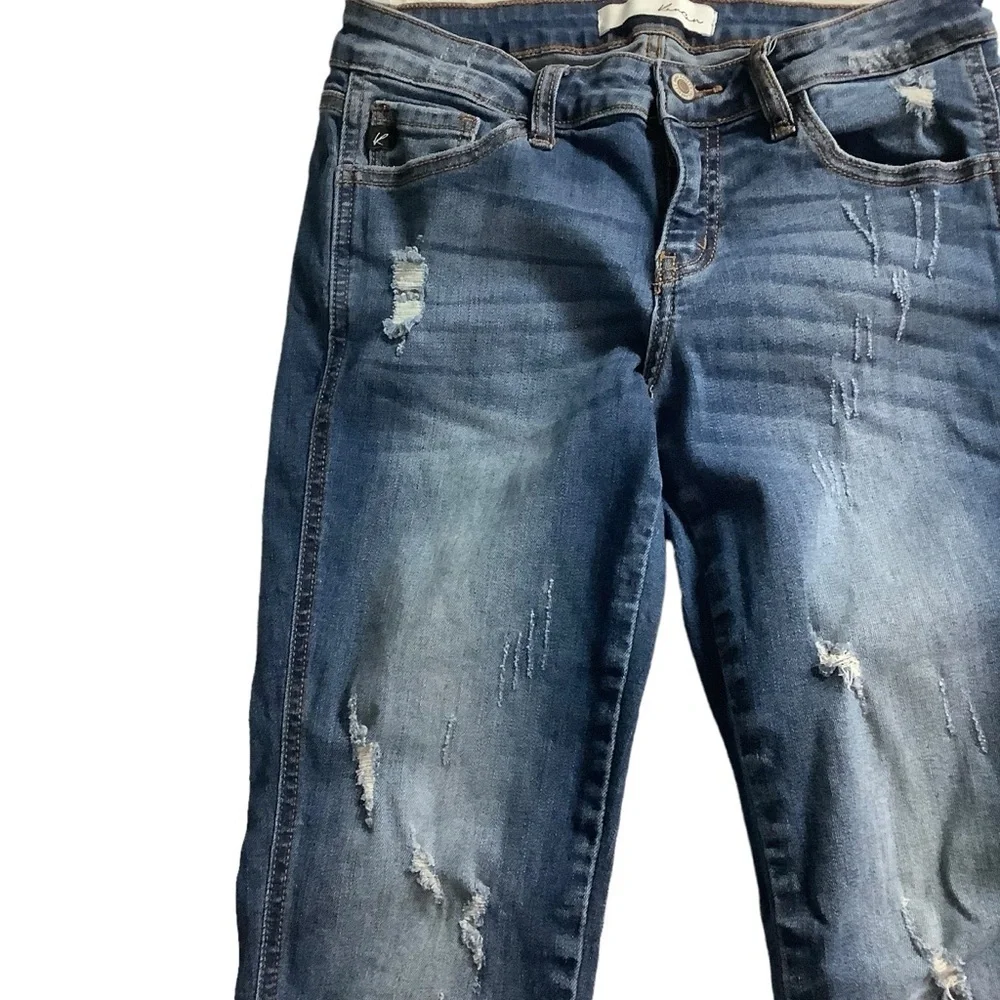 KanCan Twisted Seam Distressed Medium Wash Ankle Skinny Jeans Size 7 / 27